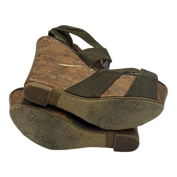 Soda Women's Green Strappy Platform Wedge Sandals Size‎ 8 - Picture 8 of 8